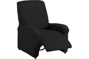 TEXTIL-HOME Textilhome - Housse Fauteuil Relax Complète TEIDE Elastique, Taille 1 Places - 70 a 100 cm. Couleur Noir