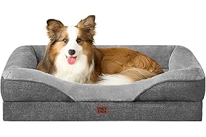 EHEYCIGA Cama Ortopedica y Viscoelastica para Perro Grande 91x68x17.5 cm, Memory Foam Sofa para Perros Lavable, Cama Gato Suave, Gris Oscuro