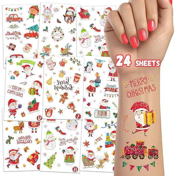30 Blätter Weihnachtstattoos Für Kinder – Temporär, Wasserfest, Als Party-Mitgebsel