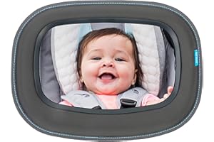 Munchkin Baby In-Sight Espejo para Asiento de Coche, Espejo de Ángulo Amplio para Bebés y Niños Pequeños en Sentido Contrario, 100% a Prueba de Roturas y Probado en Choques, Accesorios para Viajes