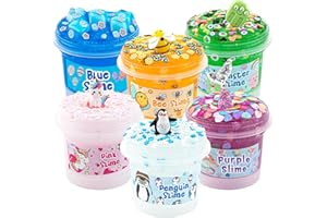 OKAYBEE 6 X 100 mL Animal Schleim Set, Clear Slime für Kinder, Jelly Cube Slime Kit, Schleim Sensor Spielzeug für Mädchen und Jungen im Alter von 8–12 Jahren, Geschenk zum Geburtstag, Ostern, Weihnachten