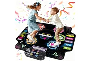 VBOOLAS Tanzmatte Kinder Spielzeug Geschenke für Mädchen Jungen Alter 3 4 5 6 7 8 Jahre Musikmatte mit 6 LED-Lichtern&Bluetooth, 2025 Tanzmatte für mädchen/jungen mit 5 Modi, Geburtstag Weihnachten Spielzeug