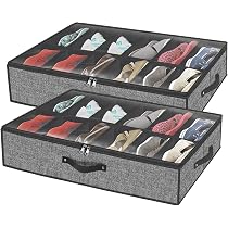 Onlyeasy MXPUBS16P2 - Grande organizer per scarpe da mettere sotto il letto, 2 pezzi, per 40-32 paia, soluzione per riporre le scarpe, 90 x 60 x 13 cm, rosa effetto cotone, MXPUBS16P2