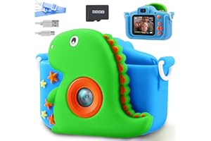 SYNCFUN Aparat dziecięcy, aparat cyfrowy, zabawka 1080p HD z kartą 32 GB, aparat fotograficzny, dinozaury, prezent dla dzieci w wieku od 3 do 9 lat, dla chłopców i dziewczynek