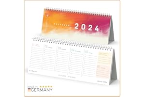 ‎UNITURE UNITURE® - Tischkalender 2024 quer [buntes Design] - Wochenkalender 2024 zum Aufstellen als Stehkalender 2024 - Kalender 2024 Tischkalender als Querkalender 2024