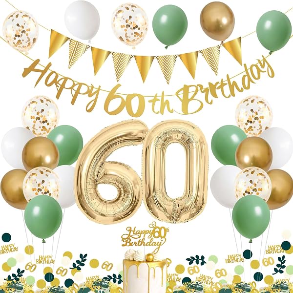 40 Stück Servietten Eukalyptus Für 60. Geburtstag – 32,5x32,5 Cm, Grünes Design Mit Girlanden