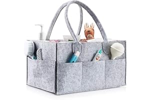Tramily Panier à couches pour bébé avec compartiment interchangeable en feutre Gris