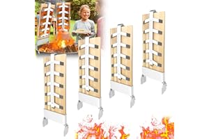LZQ 4-Set Flammlachsbrett Flammlachsbretter mit Edelstahl-Halterung Lachsbretter 5 Stufen Einstellbar Flammlachs Zum Grillen für Feuerschale Wood Board Outdoor Grill Zedernholzbrett