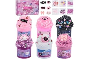 UAYNFY Set DIY de 6 Piezas Pink Slime, Mantequilla Supersuave, plastilina para niños, Juguetes de Regalo, Slime como Regalo de Fiesta, cumpleaños, Halloween, niñas y niños.