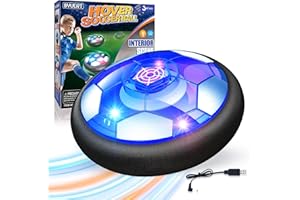 Byuert Air Power Fußball,Fussball Geschenke Jungen, LED USB Wiederaufladbar Indoor Fussball, Spielzeug für Kinder Mädchen 3-12 Jahre, Hover Fußball Schwebender Luftkissen Ball 988650-DE