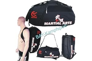 ‎BAY BAY XL Sporttasche "Martial Arts" im Rucksack Syte shoulder bag Kickboxen Kick-Boxen, Kampfsport, Budo, MMA, Thaiboxen Muay Thai, Tasche, Trainingstasche, Kickboxtasche Bag, schwarz, Rucksack Rucksacktasche Kombietasche Kampfsporttasche Judo Karate Cross Body Bag Kung Fu Ju-Jutsu Taekwondo UFC Freefight Fighter Aikido