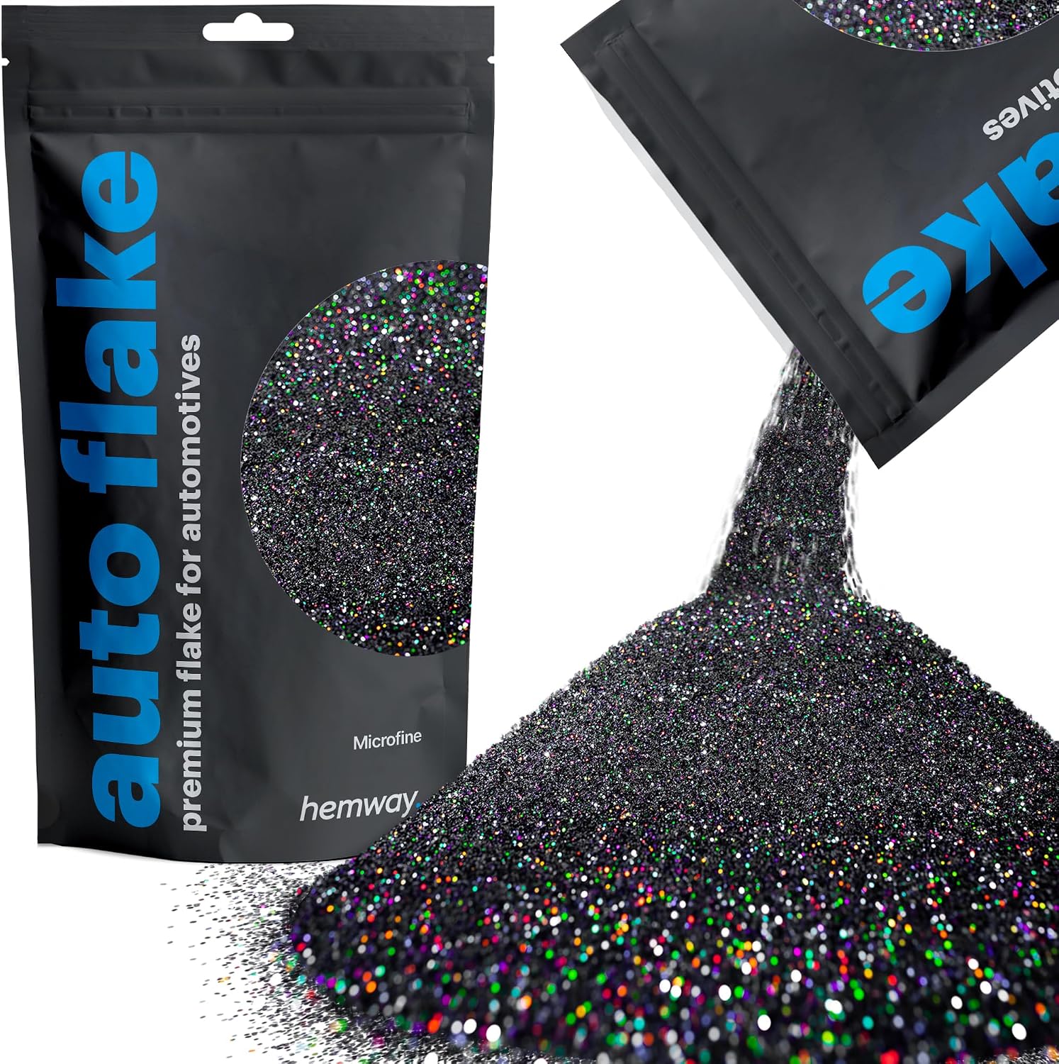 Purpurina para pintura de coche color negro holográfica para motos autocaravanas caravanas camiones microfina 100 g/3,5 oz