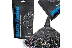 Hemway Automobile Métal Flake Glitter MICROFINE 1/256" 0.1mm 0,004" Peinture métal Flake 100 microns 100 g pour une utilisation avec voiture vélo Van Wagon Camion Automobile Spray (Noir Holographic)