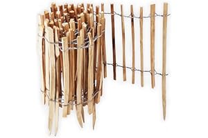 Aquagart Staketenzaun Rollboarder Lattenabstand 4-6cm Gartenzaun Perfekt als Beeteinfassung und Beetumrandung oder Weg Abgrenzung Langlebiger Holzzaun Holz Zaun Rollzaun (5m x 50cm)