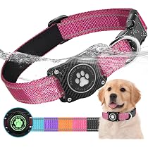 PANTIDE Hundehalsband Mit AirTag-Halter – IPX7 Wasserdicht, LED-Licht, QR-Code, Größen S/M/L
