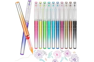 DAPAWIN 12 Farben Tintenroller mit Flüssigtinte, 0,5 mm Fineliner Set Rollerball Pen, Kugelschreiber für Journaling, Schreibt, Zeichnen, Notizen, Schulsachen, Büro, Trocknet Schnell Gelstifte