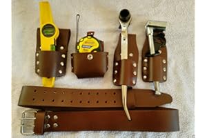 BBI LTD BBI Brown Leather Scaffolding Tools Belt with 5pcs Tool Set