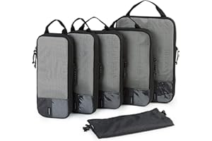 BAGSMART 2/4/6-Piece Compression Packing Cubes Set for Suitcases Backpack, Travel Organisers Bags for Luggage, Holiday Travel Essentials Accessories, Black