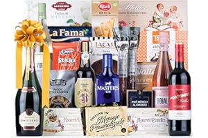 CIA&CO Cesta de Navidad con Ibericos de Bellota Gourmet 2025 (Lote 210) · Con Vino Tinto/Blanco/Rosado, Cava Brut, Ginebra, Dulces · Incluye Tarjeta Personalizable · Regalo Corporativo, Familiar o Personal