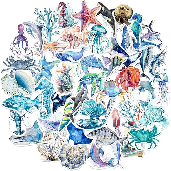 Lot De 3 Stickers Tissés Lässig Thème Mer, Bleu/jaune, Pour Cartable, Enfant