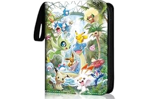 ROUNQUE Sammelalbum für Pokemon Karten, 50 Seiten 900 Karten Kapazität Sammelkarten, Wasserdicht Tragbar Reißverschlüsse PU Karten Halter, Card Collection Sammelheft, Geschenk für Kinder