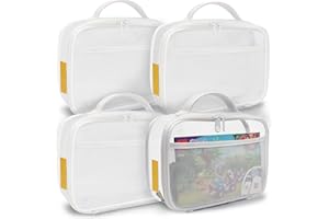 holay Pack of 4 PVC with Zip Blocks Set, Toy, Clay, Board Game Storage Organiser, Suitcase Bag (Name Plate, Manual Bag) (White, Small)