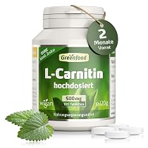 L-Carnitin, 500 mg, hochdosiert, 100 Tabletten - OHNE künstliche Zusätze