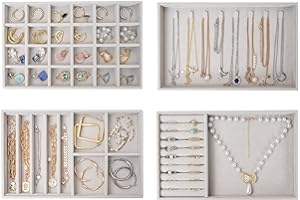 ProCase Taca na biżuterię, zestaw z 4 miseczkami na biżuterię, możliwość układania w stos, organizer do szuflady na biżuterię, wkład do przechowywania biżuterii, naszyjników, bransoletek, kolczyków,