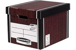 Bankers Box Premium 726 Tall Storage Box - Woodgrain, Pack of 10