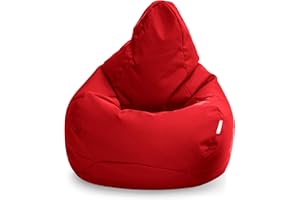 Loft 25 Puff Pera Gamer | Silla Puff Pera para Exteriores Interiores Sala | Resistente Al Agua | Limpieza Fácil | Diseño Ergonómico para Soporte del Cuerpo | Durable Y Cómoda (Rojo, Puff)