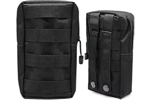 MEIYAXINWIN 2 Stück Molle Tasche Klein, 20x11x5cm Molle Pouch Klein Pouch Schwarz Klein Taktische Tasche Molle Zubehör Taktische Gürteltasche Molle Taschen Rucksack Zubehör für Wandern Camping