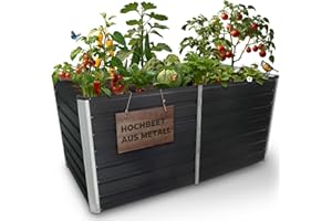 ‎STREND PRO STREND PRO Hochbeet Metall 160x80x77 cm (LxBxH) ANTHRAZIT | Pflanzkasten | Blumenkasten | Garten Pflanzkasten Hoch | Gemüsebeet | Gartenbeet | Hochbeet Balkon Pflanzbeet