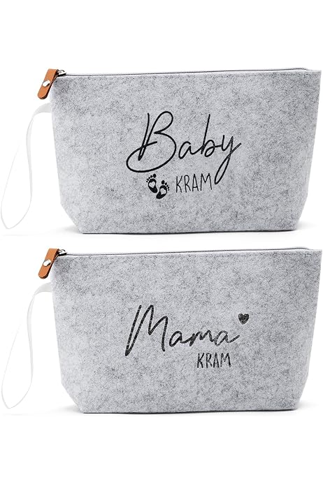 Mama- Und Babytaschen-Set Aus Canvas – 2er-Set Mit Aufdruck Für Reisen, Wickeln & Muttertagsgeschenk