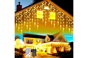 EASTERNSTAR Łańcuch Świetlny z Sople Lodu, Lampki Choinkowe, 10M 400 LED Kurtyna Świetlna, 8 Trybów Wodoodporne, na Wesele, Imprezę, Halloween, Boże Narodzenie, Dekoracje, Ciepłe Białe