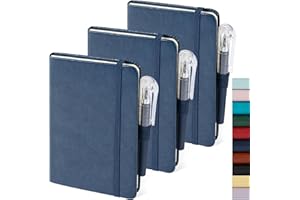 NIRMIRO Pocket Notebook Journals, confezione da 3 mini taccuini per il lavoro, con copertina in pelle e 3 penne, chiusura elastica, colore blu.