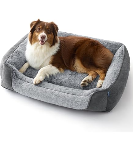 EHEYCIGA Orthopedisch Hondenbed Middelgrote Honden, Memory Foam Wasbaar en Waterdicht Hondenmand met 4 Randen, Hondenbank Hondenbank Antislip, Grijs, 89x56x16.5 cm