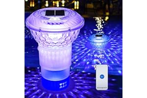 Ertisa Solar Pool Dosierschwimmer mit buntem Licht, 2 in 1 Pool schwimmende Chlortabletten Dispenser und Schwimmbad Licht für weniger als 3“ Chlortabletten, Einstellbarer Auslöser für Pool Spa Hot Tub
