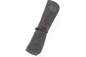 Angus Stoke Rouleau de Couteau de Chef en Cuir véritable de Haute qualité à 7 Fentes Steve - Sac à Outils Enroulable Sac à Outils fermable - Sac à Couteaux Steve (7 - Compartiments, Olive - Vert)