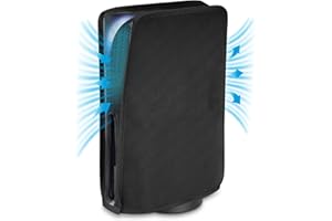 PlayVital Funda Antipolvo Vertical para ps5 - Cubierta Protectora con Malla Antirrayas y Anti-Agua, Doble Capa con Forro Suave, Compatible con ps5 Digital & Estándar, Accesorio para Consola (Negro)