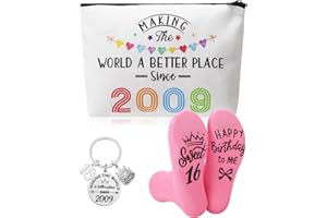 ViEinkaufen 16th Birthday Gifts for Girls,Sweet 16th Birthday Gifts for Her Makeup Bag Inspirational Keyring and Socks for 16 Year Old Girls,Sweet Presents for Sister Daughter Granddaughter Friend