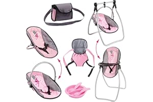 Bayer Design 63608AB Conjunto de accesorios para muñecas, Set, portabebe para muñecas, bolsa bandolera, Trona muñecas