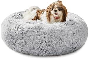WESTERN HOME WH Western Home Hundebett rund Katzenbett Hundekissen Flauschig Katzenkissen Weich katzenkorb Donut Plüsch Hundebett für Kleine und Mittelgroße Hunde Katzen 70cm helllgrau