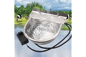 MOGOULUA 24V beheizte Tränke Frostschutz Rinder Tränke Edelstahl Automatisches Heizbares Tränkebecken Thermostat Hunde Tränke Schafe Ziegen Tränke mit Einstellbarem Schwimmerventil und Abflussloch