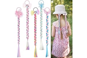 APLZGMG 5 ciocche di capelli colorate, con treccia da principessa, arcobaleno, capelli lunghi, per ragazze, cerchietto con elastico per capelli, parrucca per coda di cavallo, parrucca per bambini, per feste