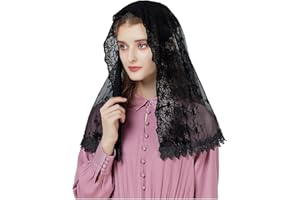 BEAUTELICATE Velo di Pizzo Chiesa Velo da Sposa Cattolica Mantilla Sciarpe Scialle di Pizzo Copricapo Foulard Messa In Latino Nero Bianco V99