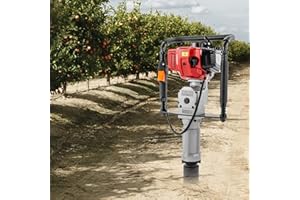 AUYART 2 Stroke T Post Enfonce-pieux - Driver Heavy Duty Pile Driver Hammer Gas Power Driver Duty Farm Gasoline Enfonce-pieux Jardin Ferme Clôture Fondation 900W