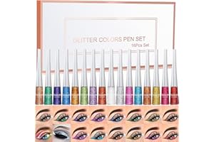 Eyeliner Pailletée, MKNZOME 16 Couleurs Eyeliner Waterproof Eye Liner Colorer Imperméable Longue Durée Maquillage Femme pour Cosplay Halloween Noël