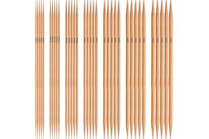 XIAOJING0 35 Stricknadeln für Socken,Stricknadel Bambus Set,7 Größen, Doppelspitze, Bambus,Nadelstärke 2 bis 5 mm,Handschuhe Hüte Schals Haustier Pullover,Nadelspiel Set für Handarbeit-21 cm Länge