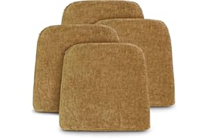 MANEMI Pack 4 Cojines para Silla 40x40x36x4cm - Cojín Decorativo de Chenilla de tejido liso para Silla, Sofá o Comedor - Juego de Cojines de Asiento con Cintas de Sujeción,Fabricado en España,100% poliester