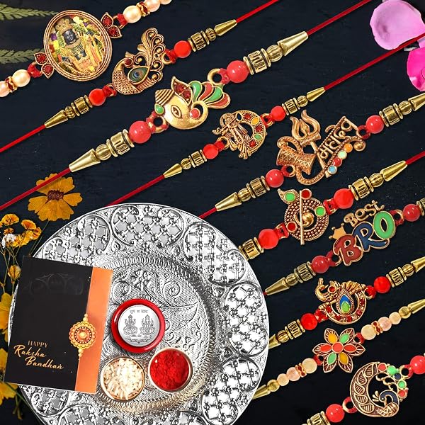 Ascension Ram Rakhi Set - Pack Of 10 Traditional Rakhis With Best Brother Fridge Magnet, Rakshabandhan Gift - View #6